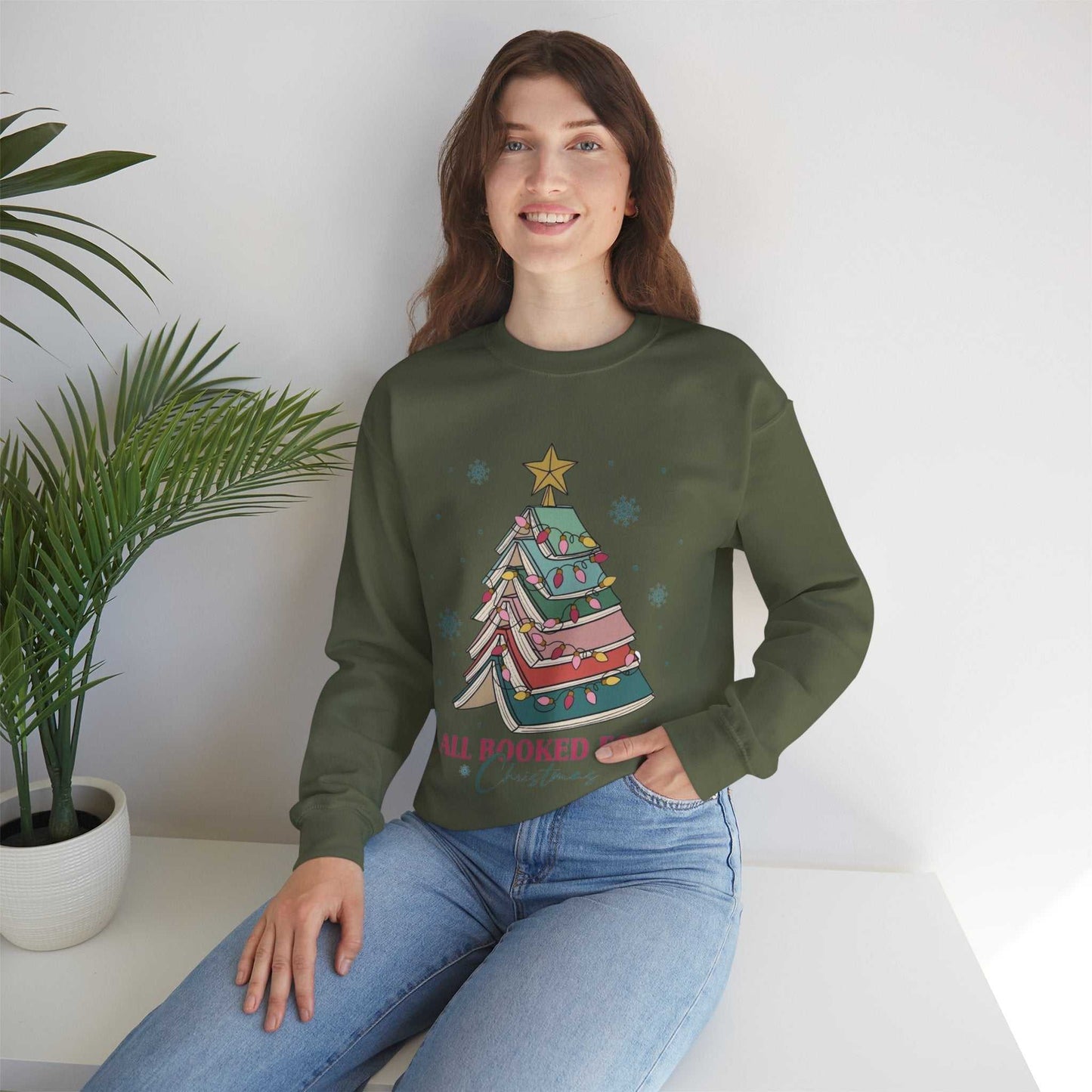 All Booked For Christmas Sweatshirt, Gift for Librarian