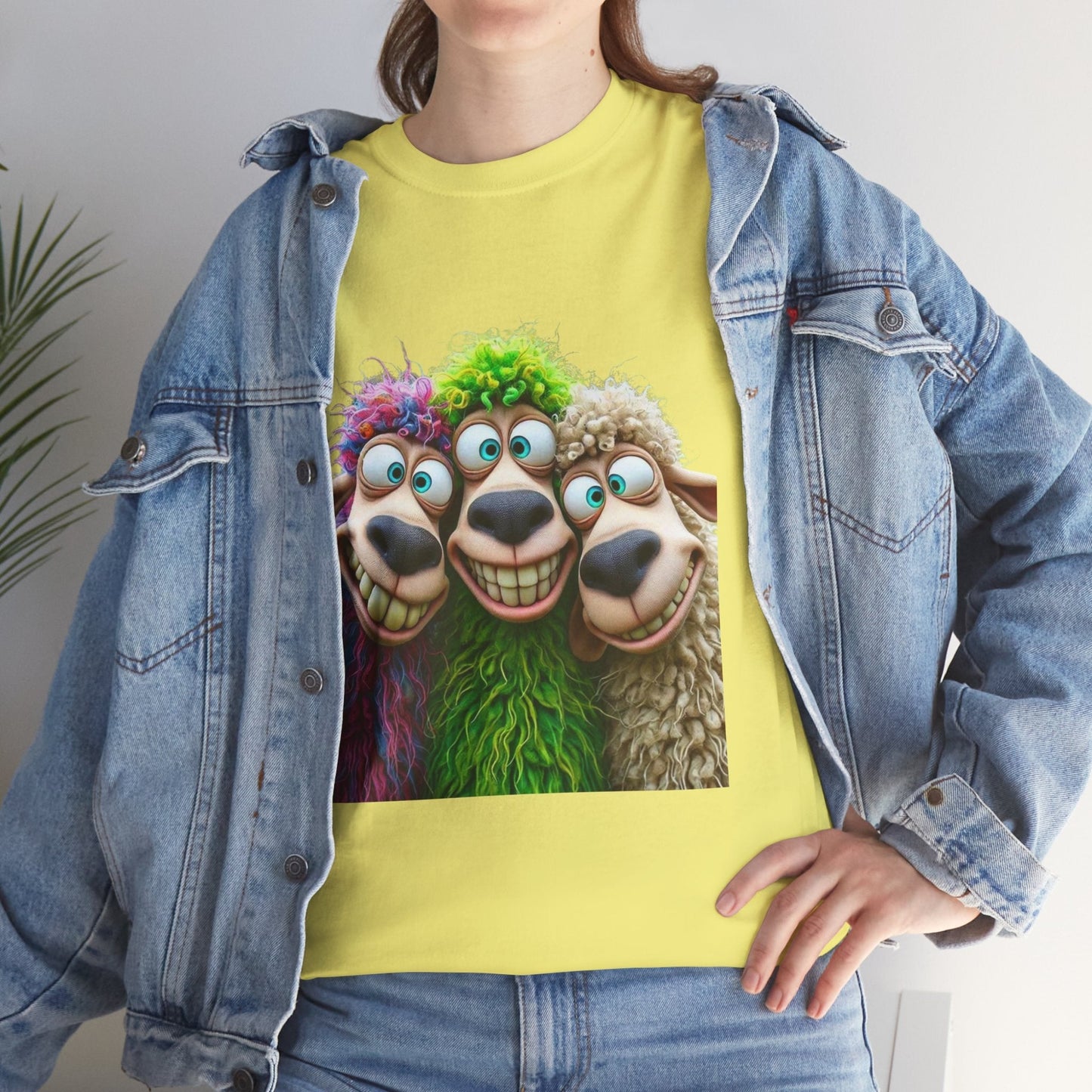 Whimsical Sheep Graphic Tee, Unisex Heavy Cotton Tee Gift