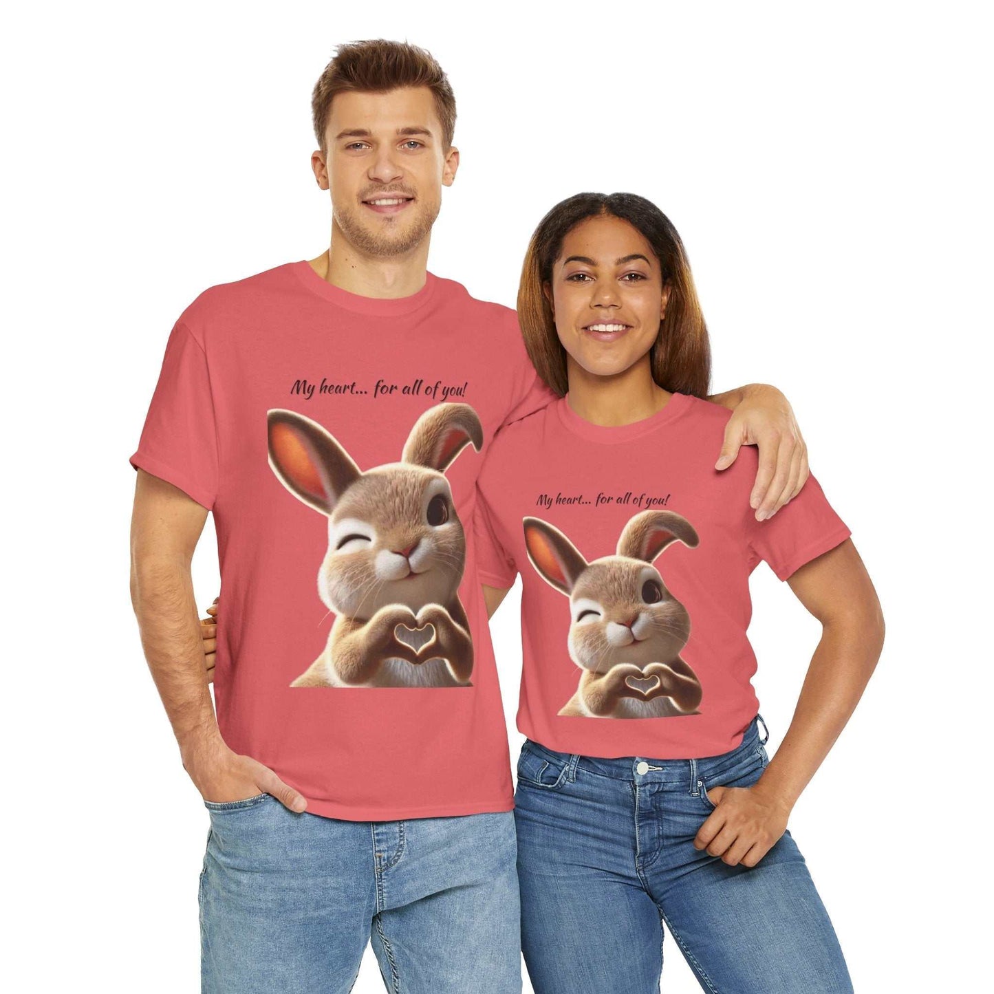 My Heart Bunny Unisex Heavy Cotton Tee, Cute Animal Shirt, Gift for Animal Lovers