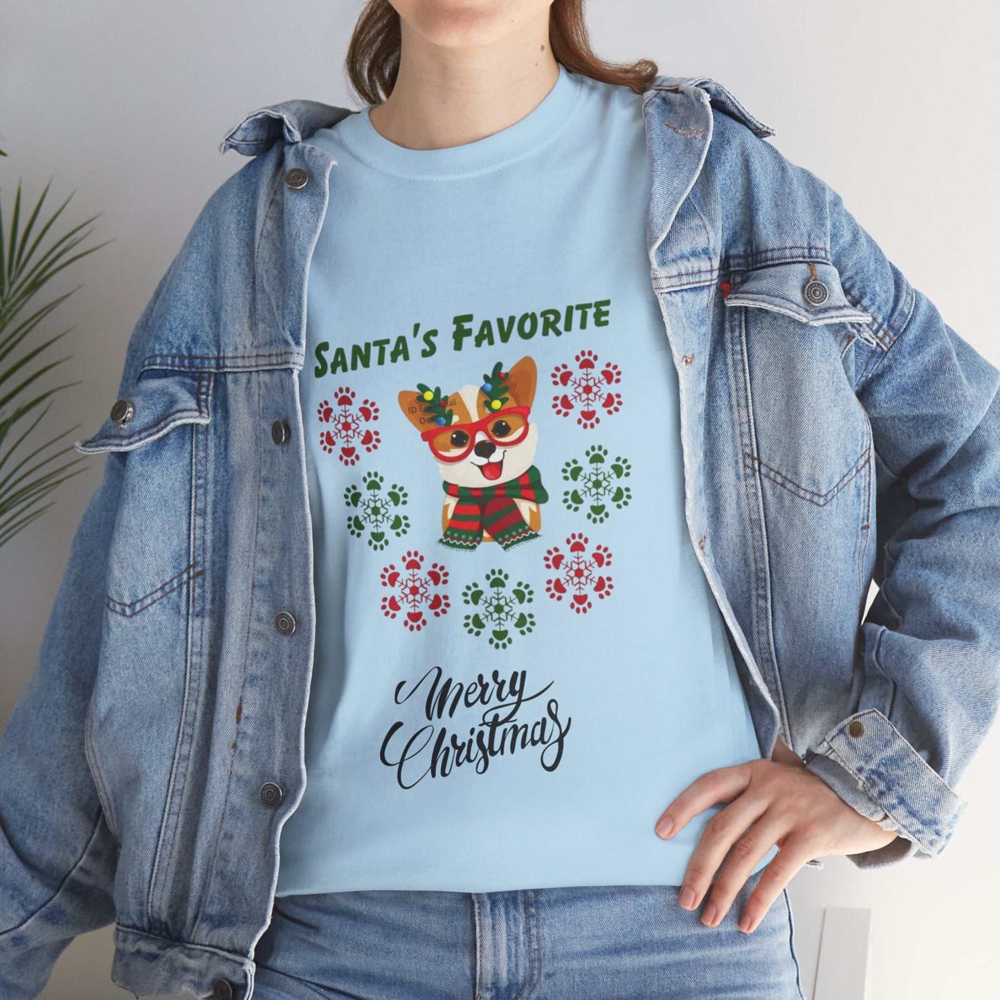 Santa's Favorite Dog Shirt with festive design, perfect Christmas gift for dog lovers.