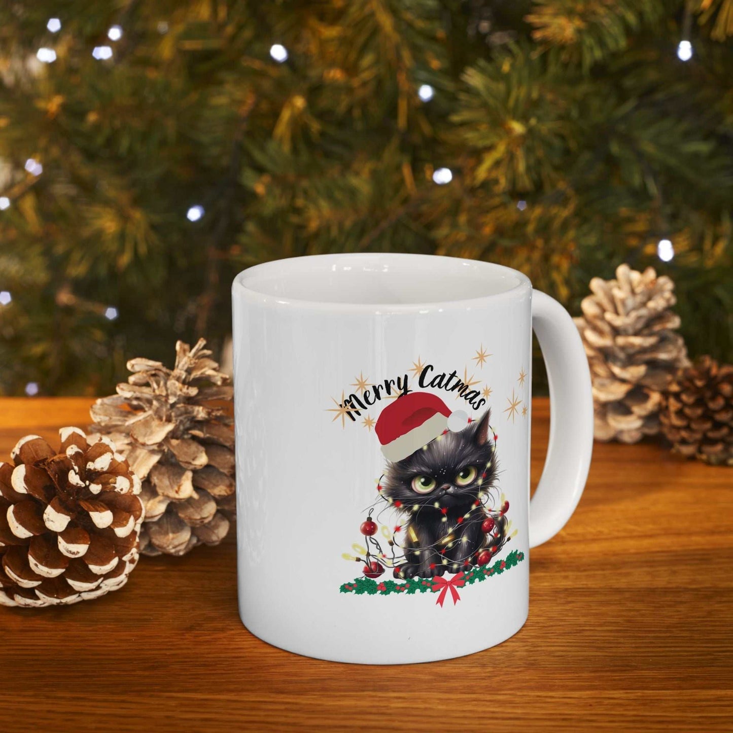 Merry Catmas Christmas Mugs, Cute Cat Christmas Gift