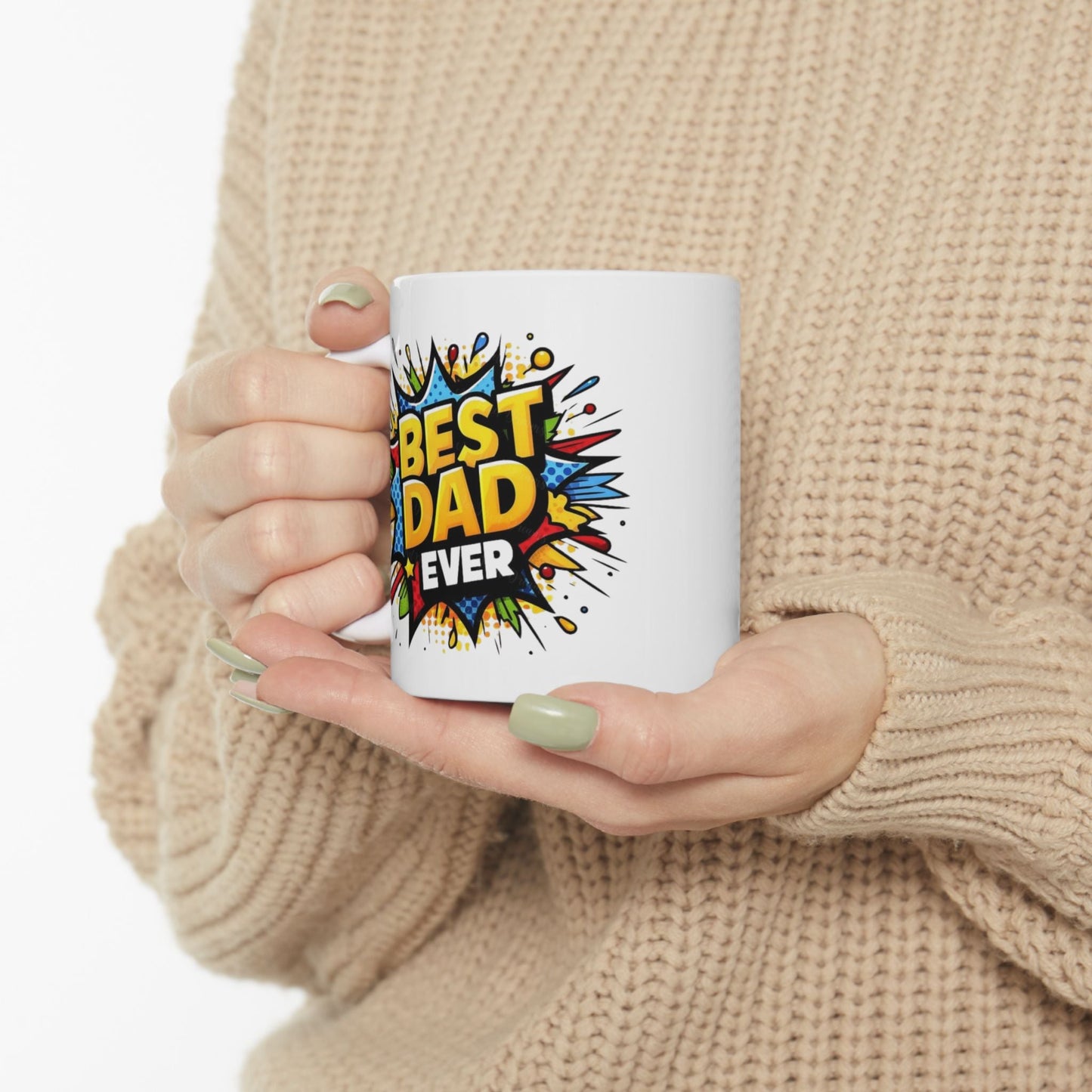Best Dad Ever Mug - Bold Colorful Comic Style Ceramic Gift - 11oz & 15oz