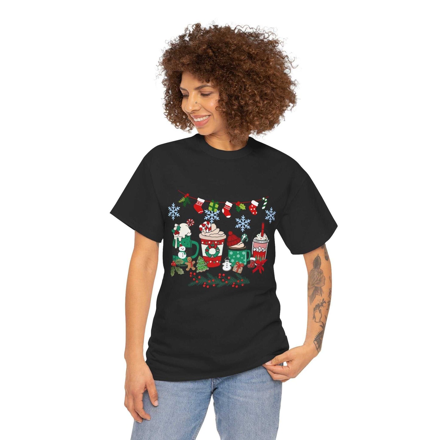 Christmas Coffee Shirt for women featuring festive holiday design, perfect Christmas gift for coffee lovers.