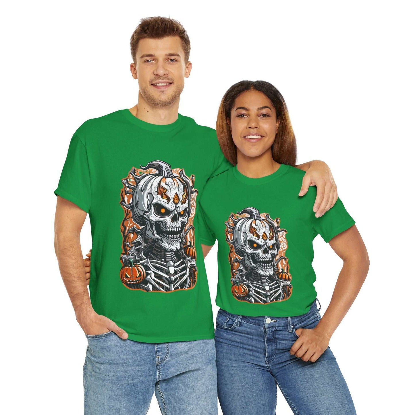 Unisex Halloween skeleton shirt featuring a dead skeleton design, ideal for Halloween celebrations.