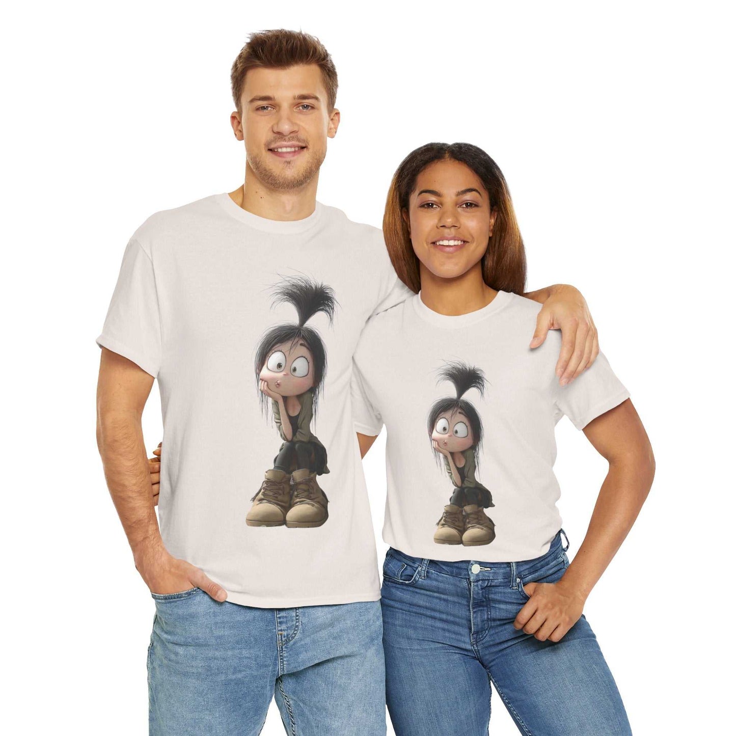 Whimsical Cartoon Character Tee, Fun Unisex Cotton Shirt Graphic Tee, Gift for Kids