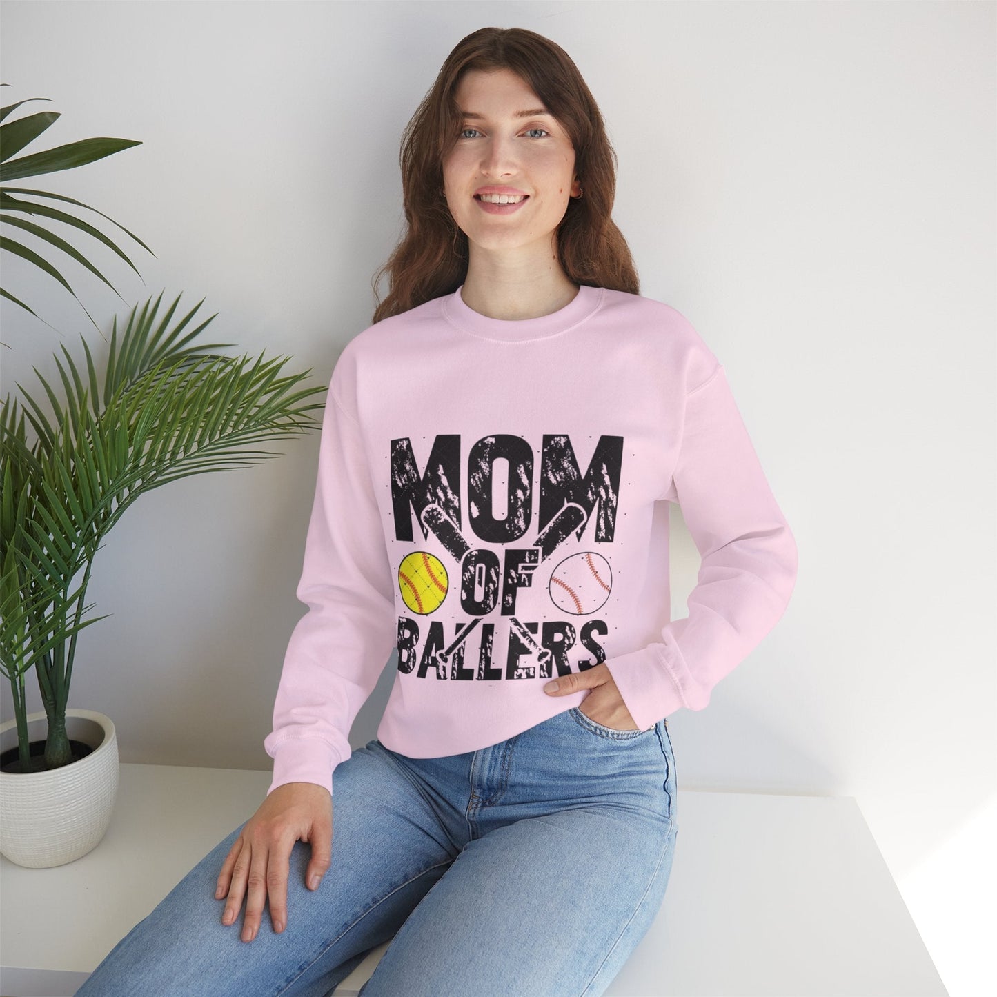 Mom of Ballers Crewneck Sweatshirt - Unisex Heavy Blend