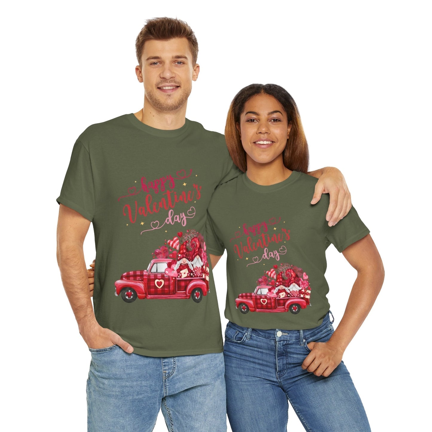 Valentines Day Truck Hearts T-Shirt featuring a vintage truck with hearts, perfect for spreading love and joy.