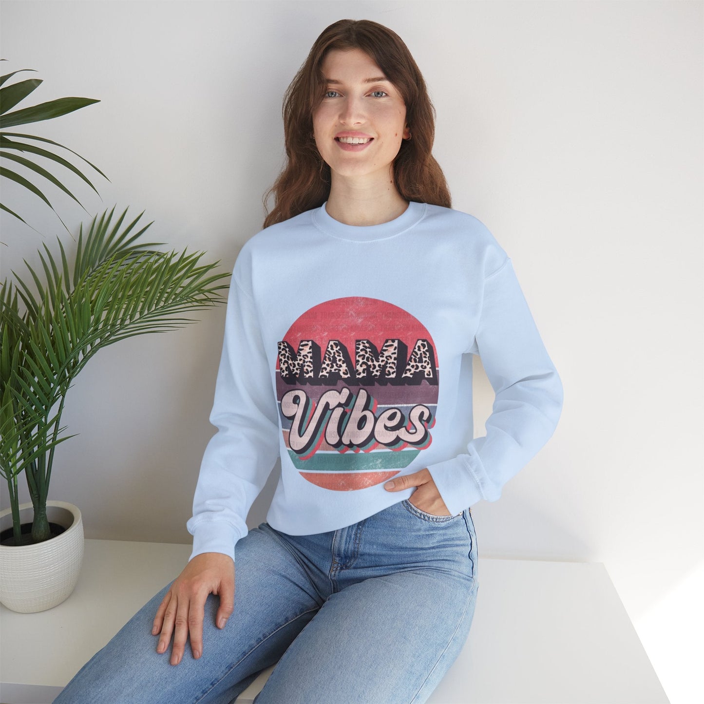 Mama Vibes Unisex Crewneck Sweatshirt - Trendy and Comfortable