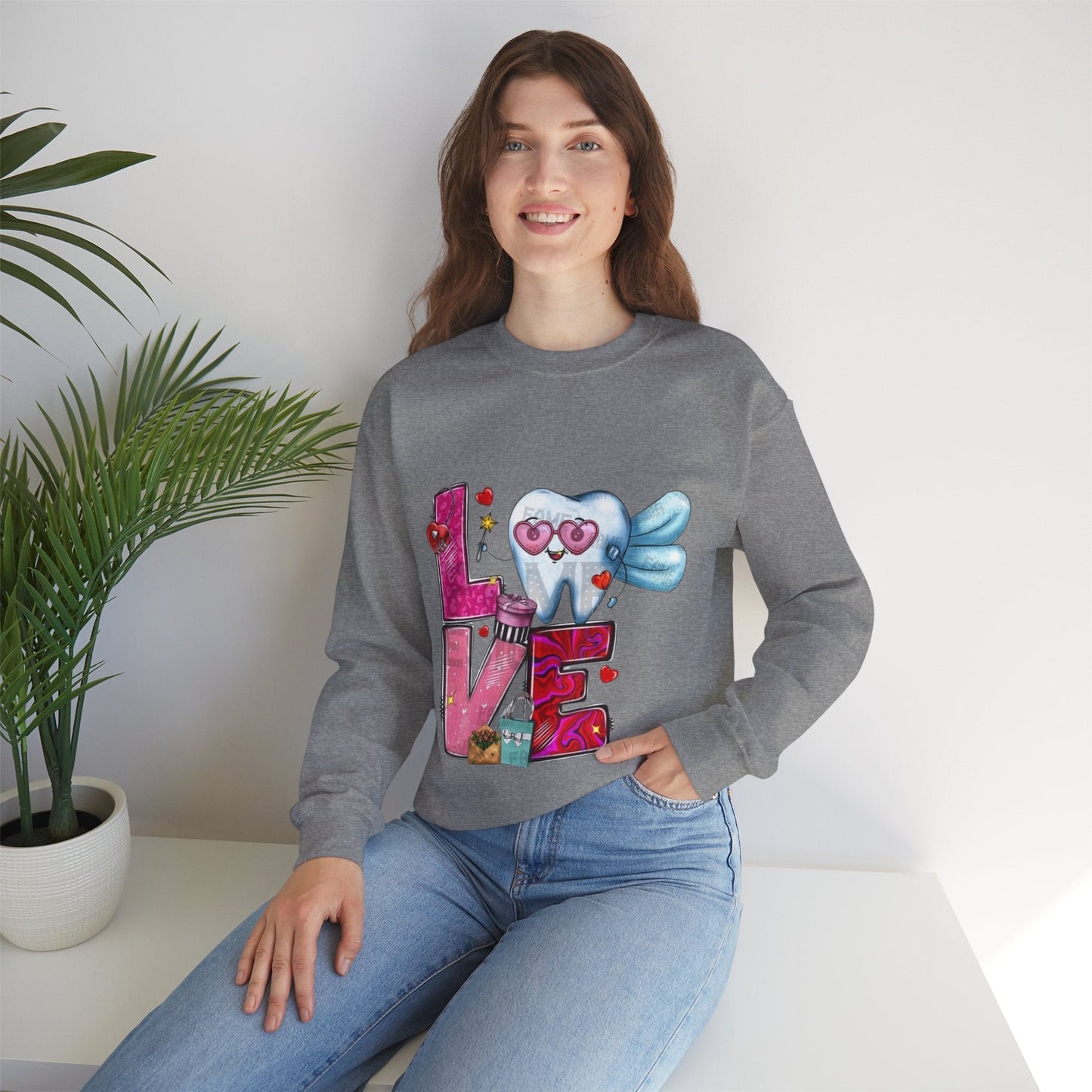Love Dental Valentine Sweatshirt, Dental Hygienist Gift