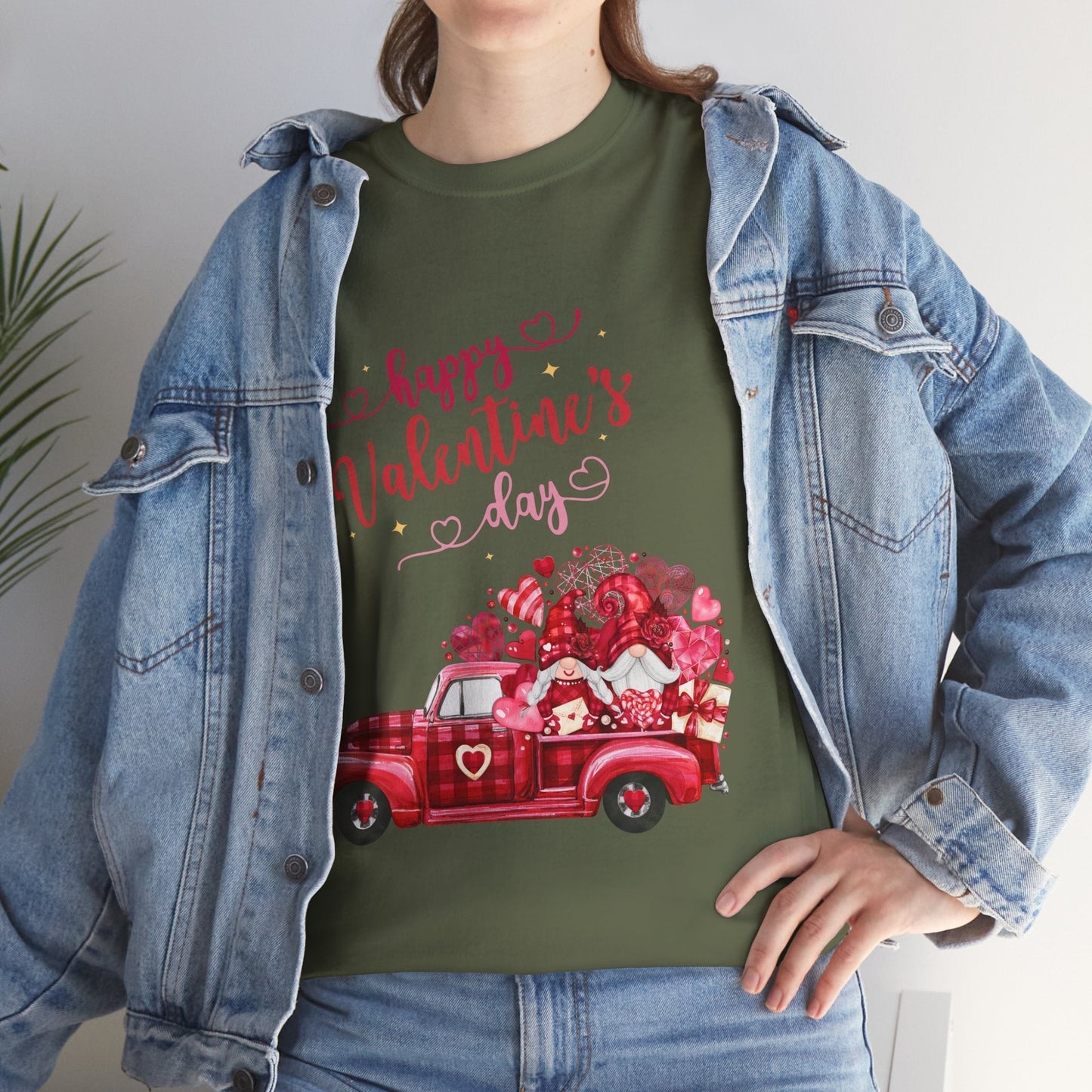 Valentines Day Truck Hearts T-Shirt featuring vintage truck with hearts, perfect for love season.