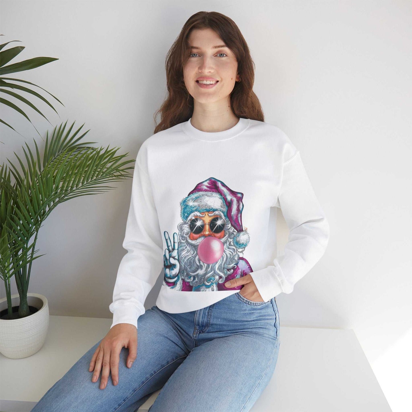 Santa Bubble Gum Christmas Sweatshirt, Funny Santa Gift, Christmas Sweater
