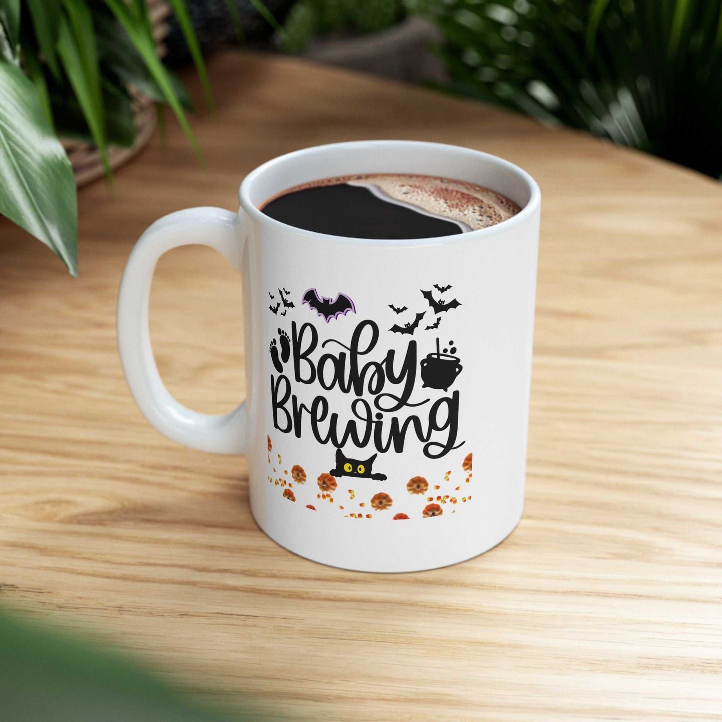 Baby Brewing Halloween Mugs, Spooky Maternity Gift, Pregnancy Mug
