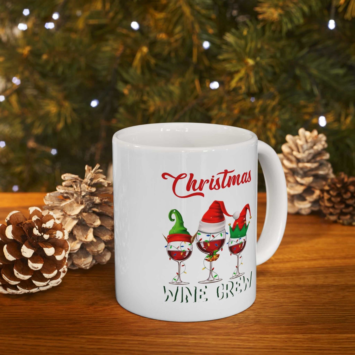 Christmas Wine Crew Mugs, Gift for Wine Lover, Holiday Wine Mug