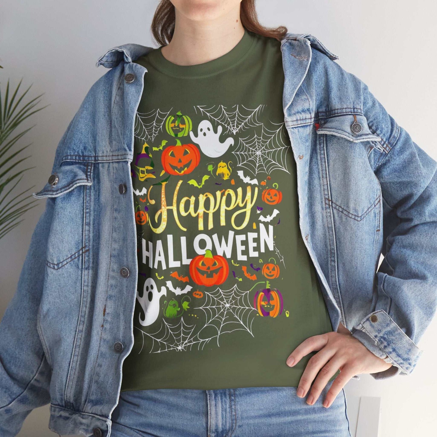 Happy Halloween Unisex Heavy Cotton Tee, Spooky T-Shirt, Fun Costume Gift