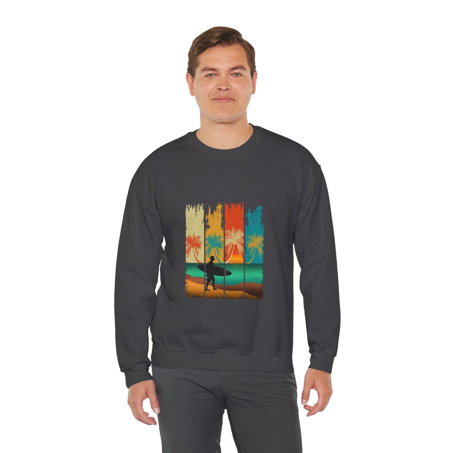 Tropical Sunset Sweatshirt, Relaxed Vibes Crewneck, Beach Lover Gift