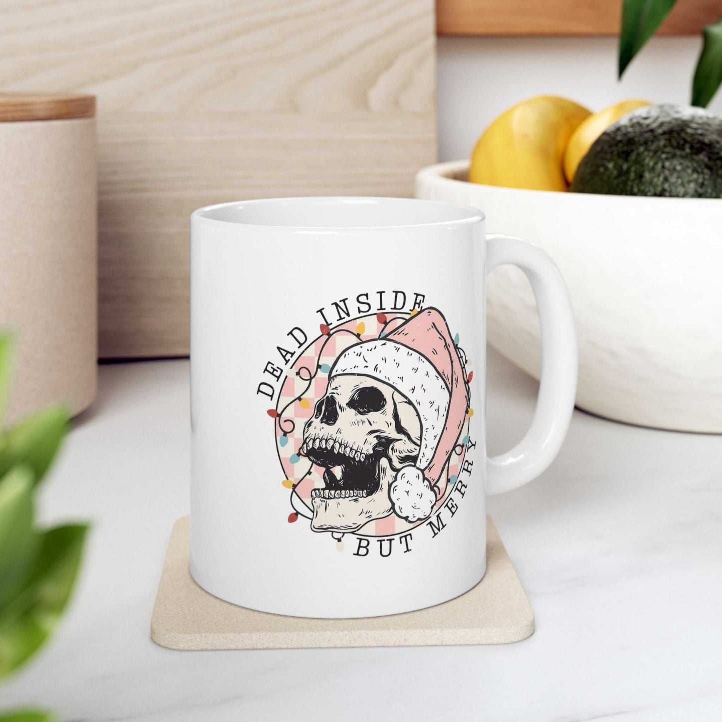 Dead Inside Skeleton Christmas Mugs, Holiday Christmas Gift