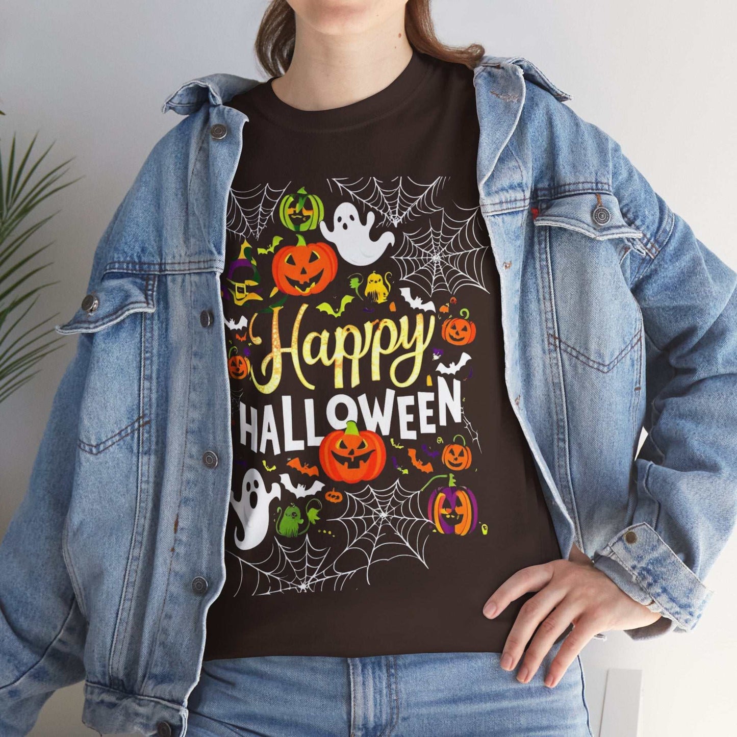 Happy Halloween Unisex Heavy Cotton Tee, Spooky T-Shirt, Fun Costume Gift