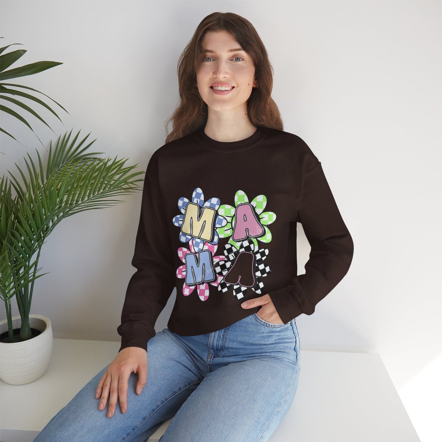 Colorful Floral MAMA Crewneck Sweatshirt for Moms, Gift for Mom
