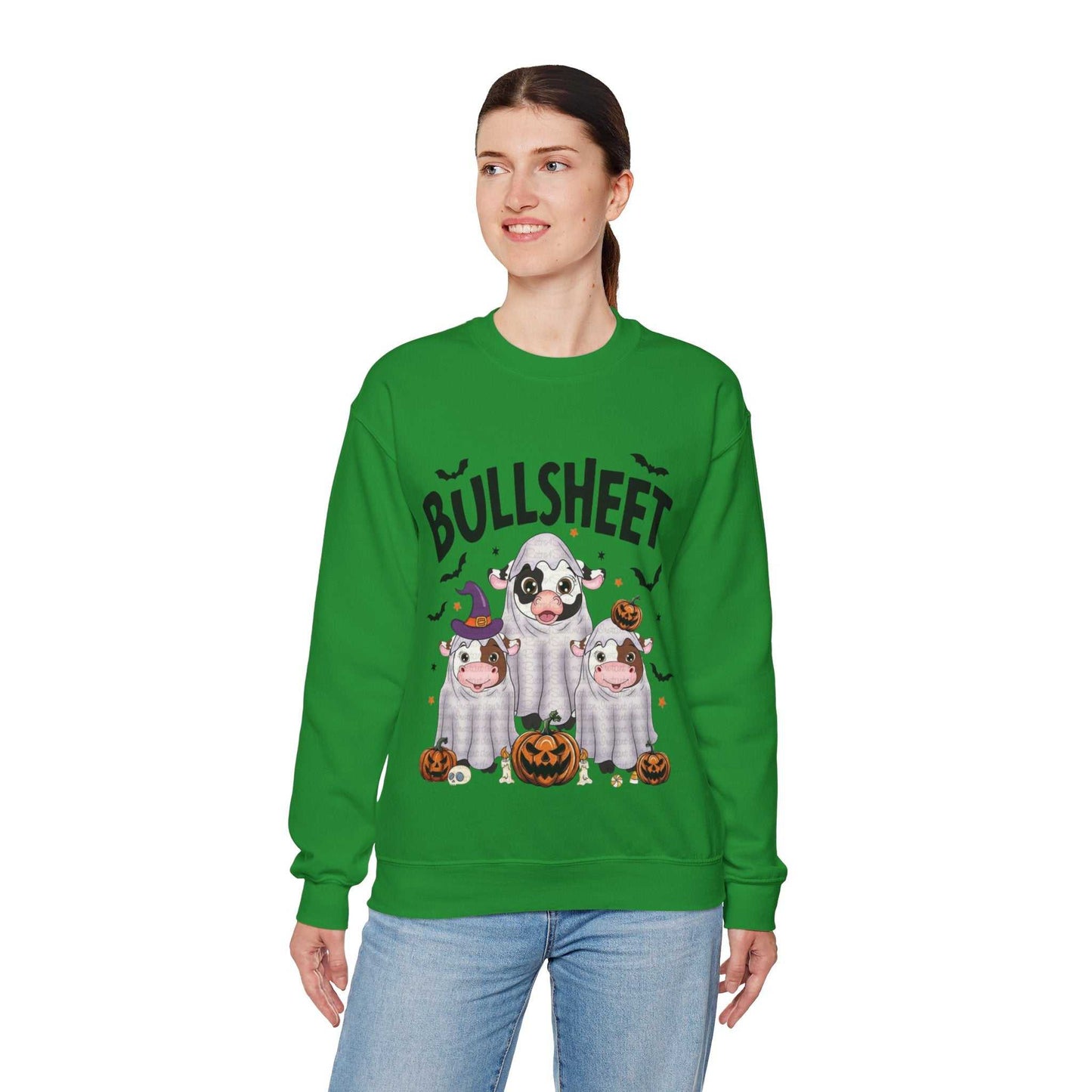 Funny Halloween Crewneck Sweatshirt | Bullsheet Cow Design, Gift for Halloween Lovers