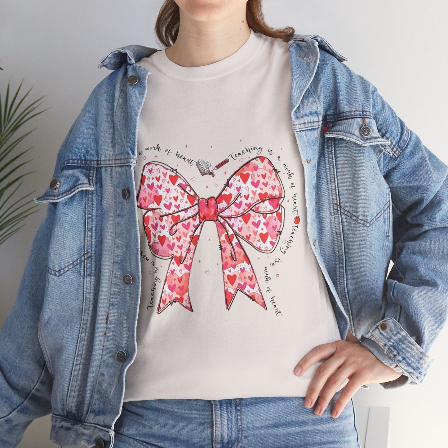 Teaching Is A Work Of Heart T-Shirt, Coquette Teacher Valentine Gift