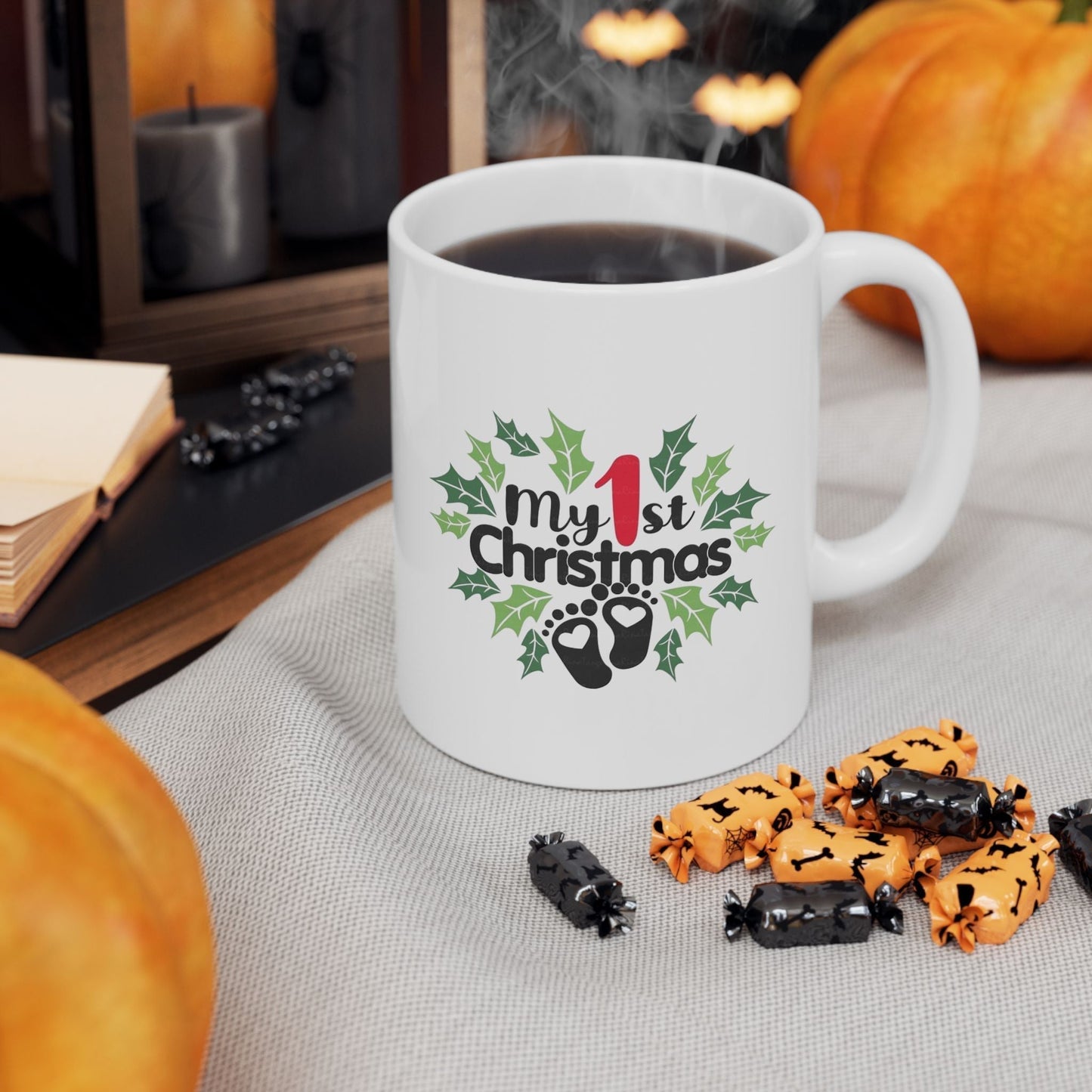 Family Christmas Name Mug – Custom holiday coffee cup with personalized name