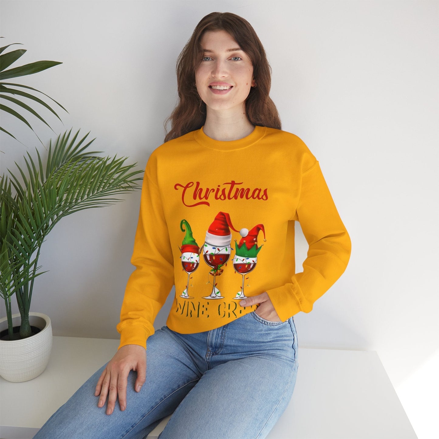 Christmas Wine Crew Sweatshirt, Gift for Wine Lover