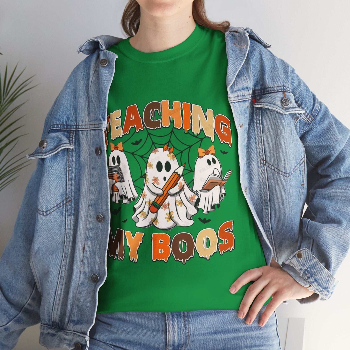 Comfort Colors Teaching My Boos Shirt with ghost design, Halloween teacher theme.