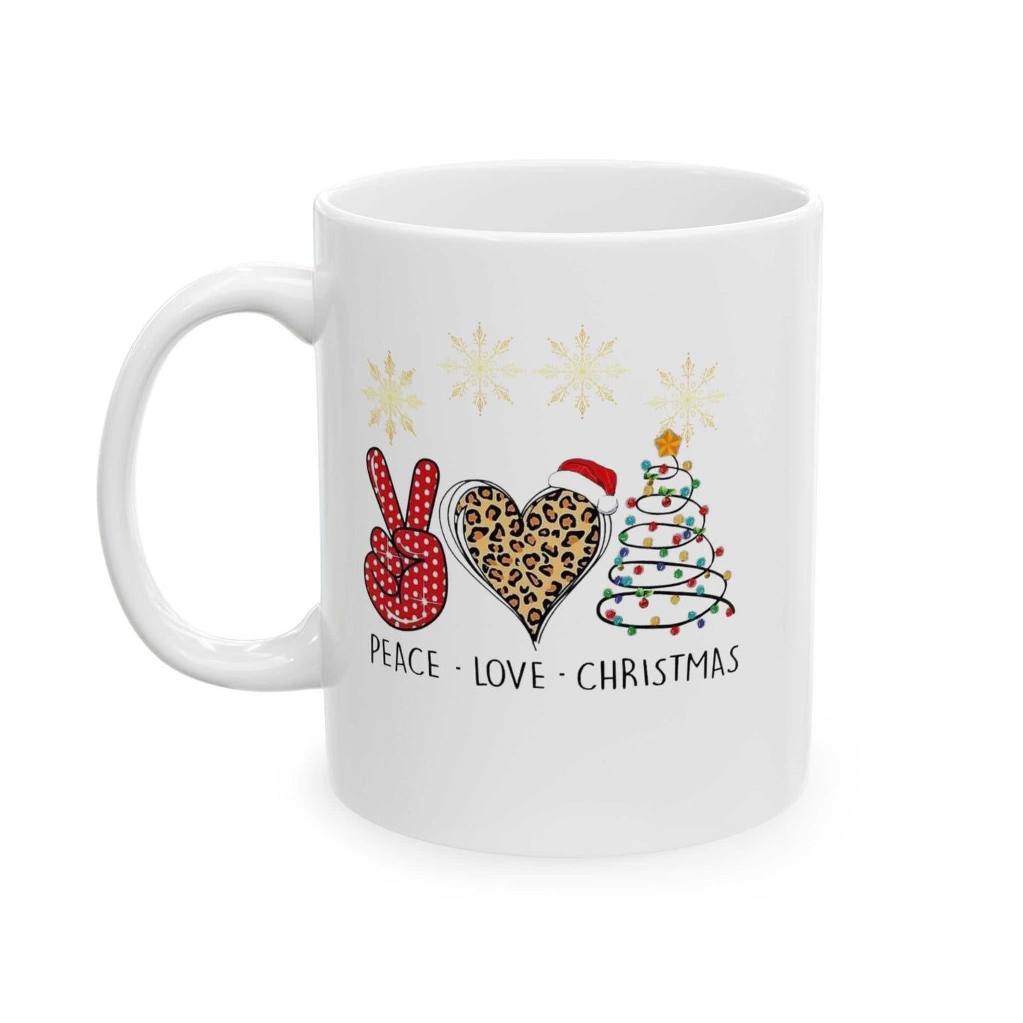 Peace Love Christmas Santa Mug, Funny Christmas Gift for Coffee & Tea Lovers