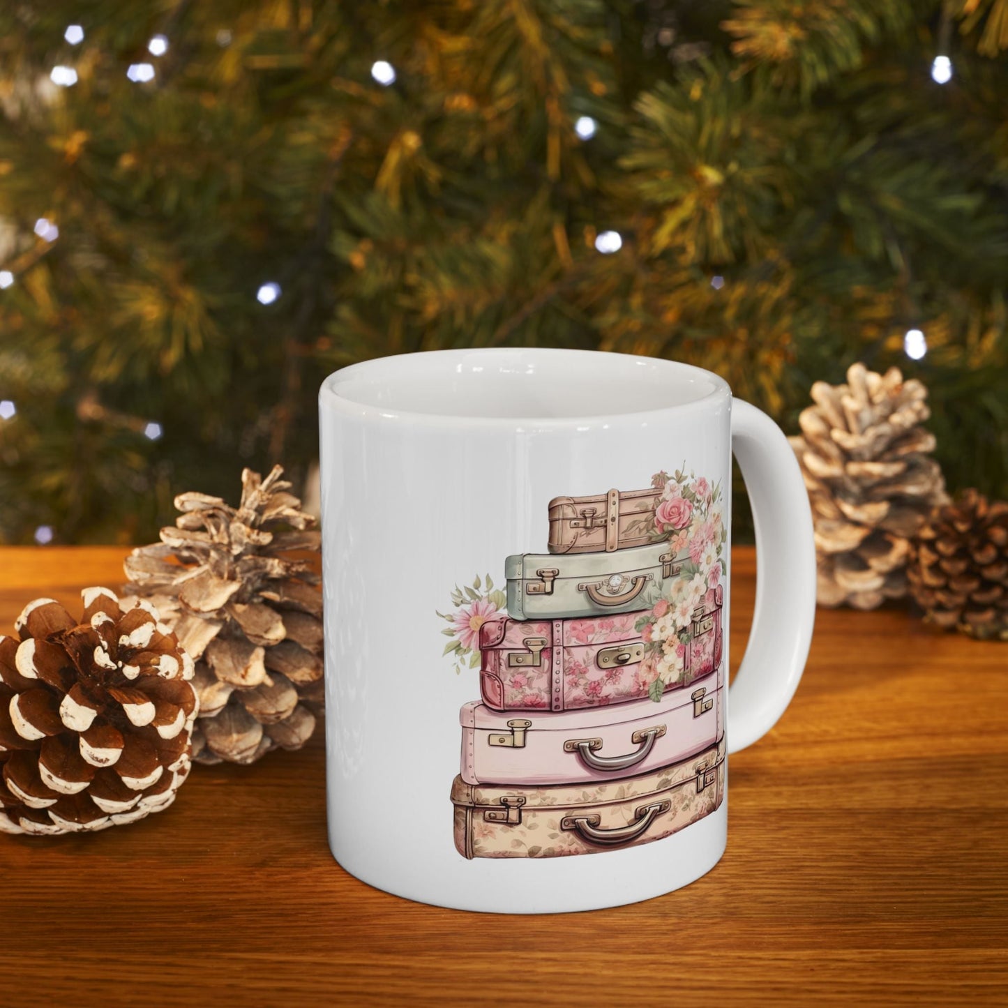 Vintage Floral Travel Ceramic Mug - Perfect for Coffee Lovers