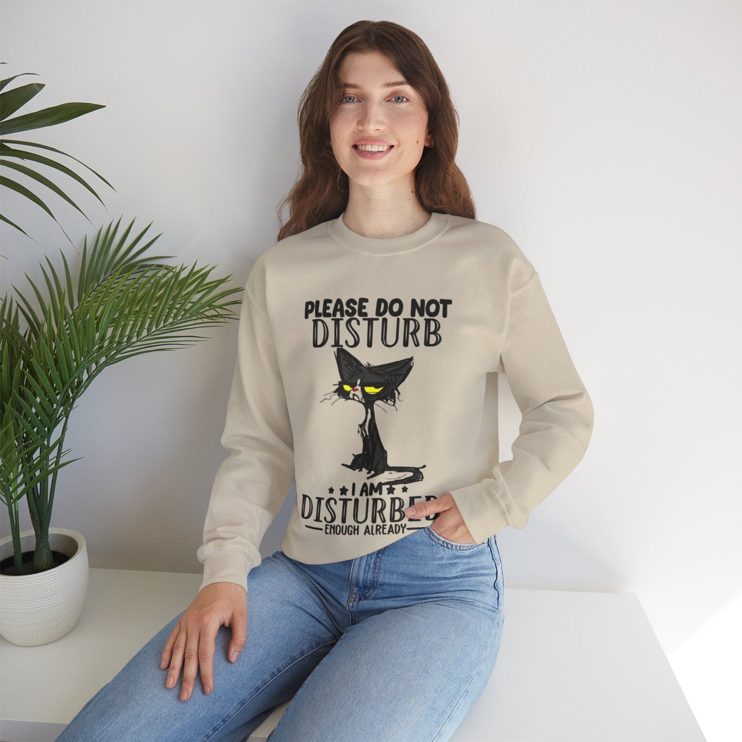 Disturbed Cat Crewneck Sweatshirt - Unisex Heavy Blend™ - Perfect for Cat Lovers