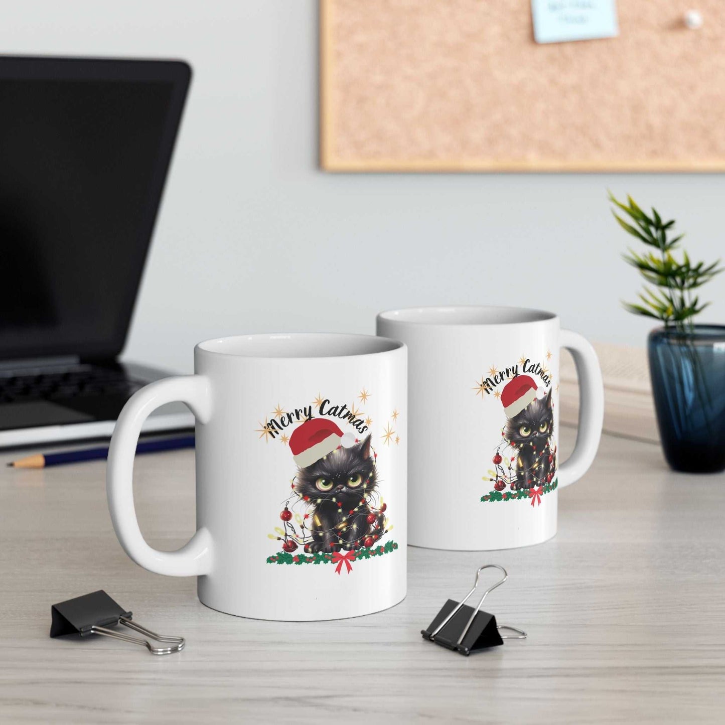 Merry Catmas Christmas Mugs, Cute Cat Christmas Gift