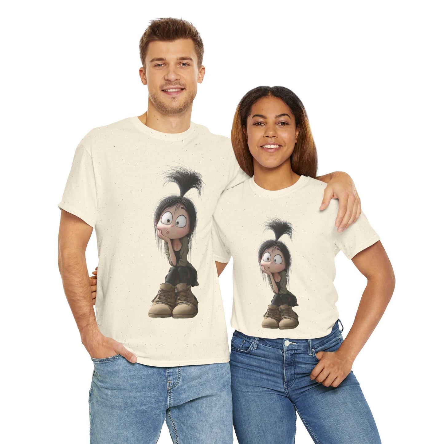 Whimsical Cartoon Character Tee, Fun Unisex Cotton Shirt Graphic Tee, Gift for Kids