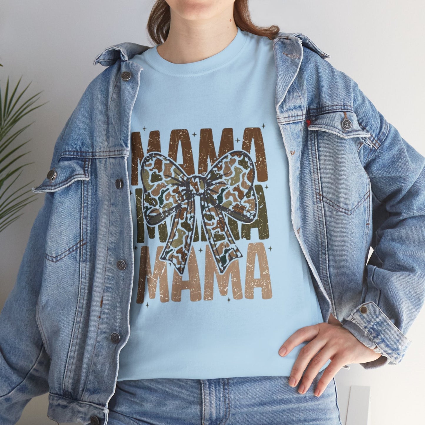 Mama Camo Bow Unisex Tee Unisex Heavy Cotton Tee, Gift for Mom