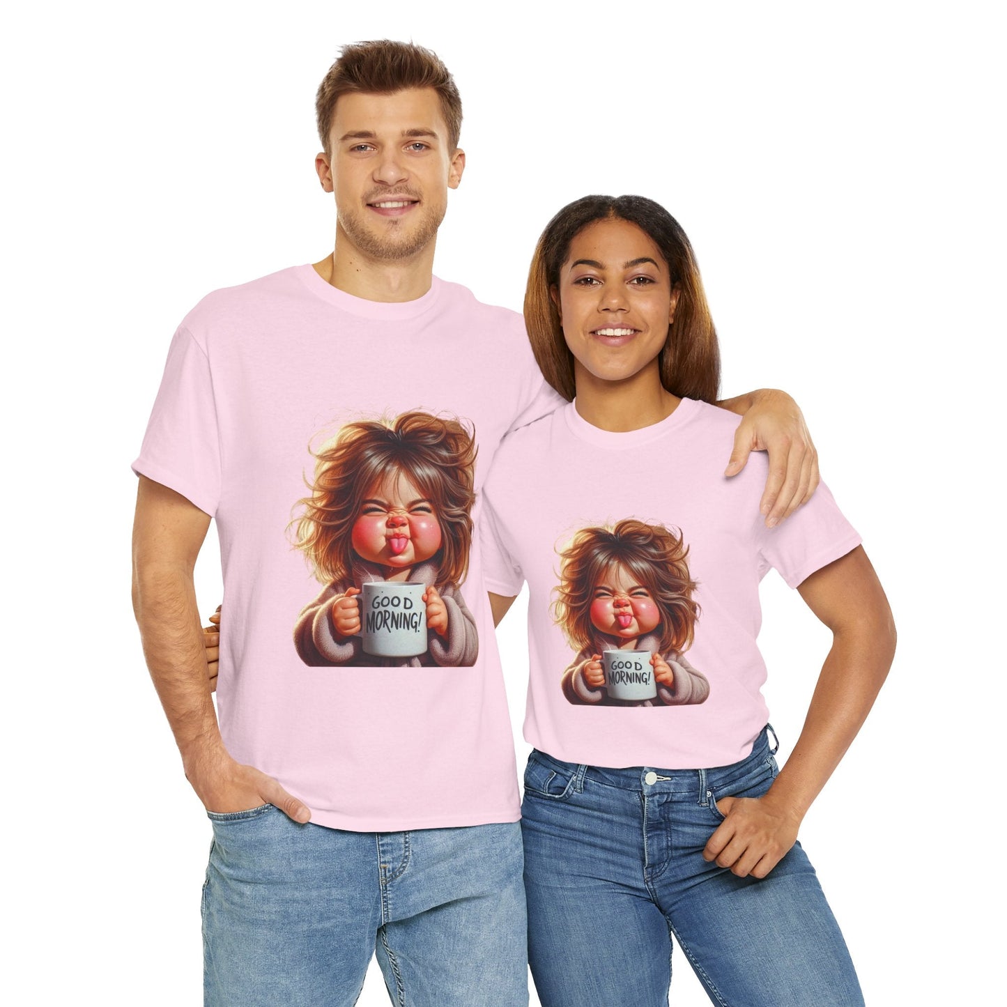 Good Morning Graphic Tee Unisex Heavy Cotton - Cute Cartoon Design Gift