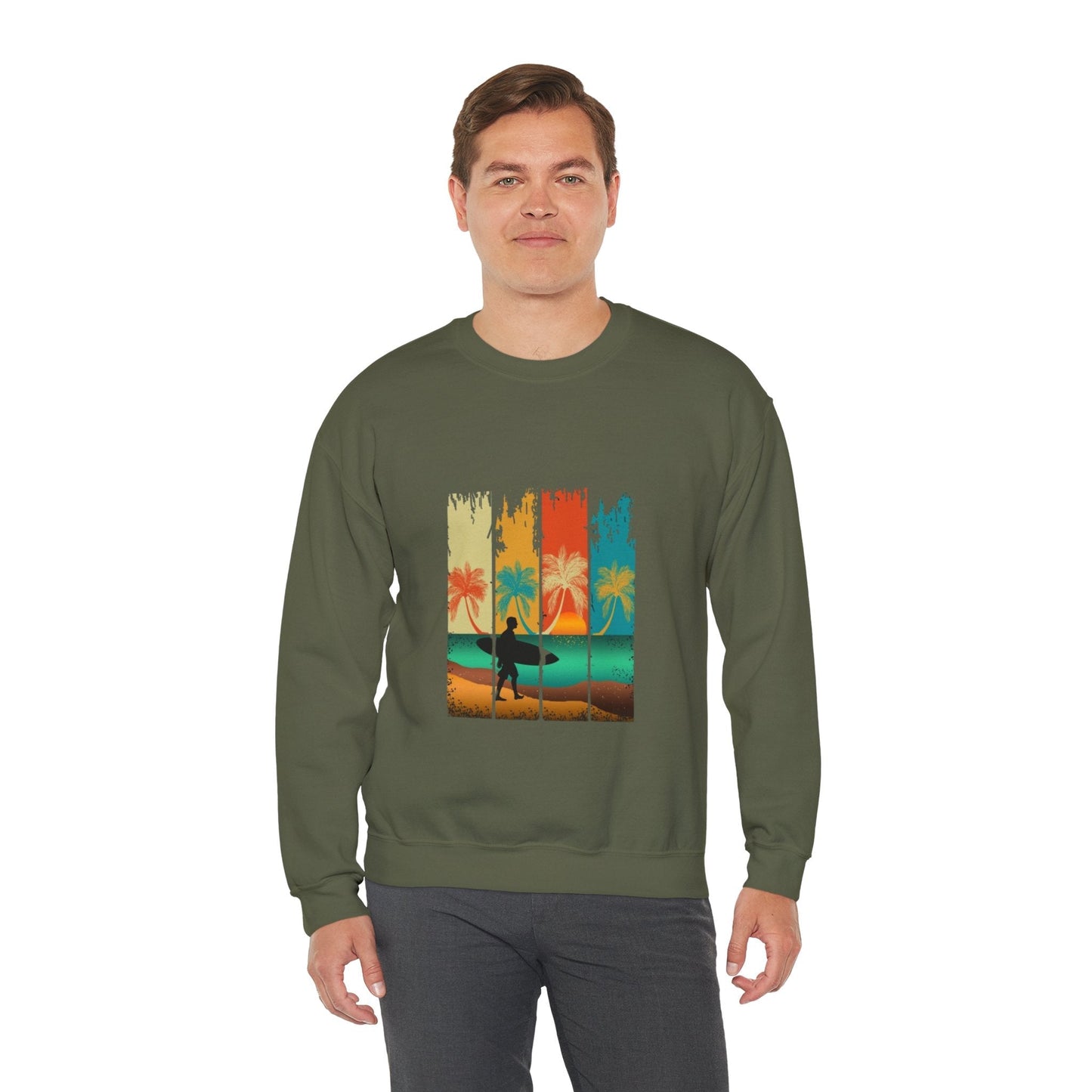 Tropical Sunset Sweatshirt, Relaxed Vibes Crewneck, Beach Lover Gift
