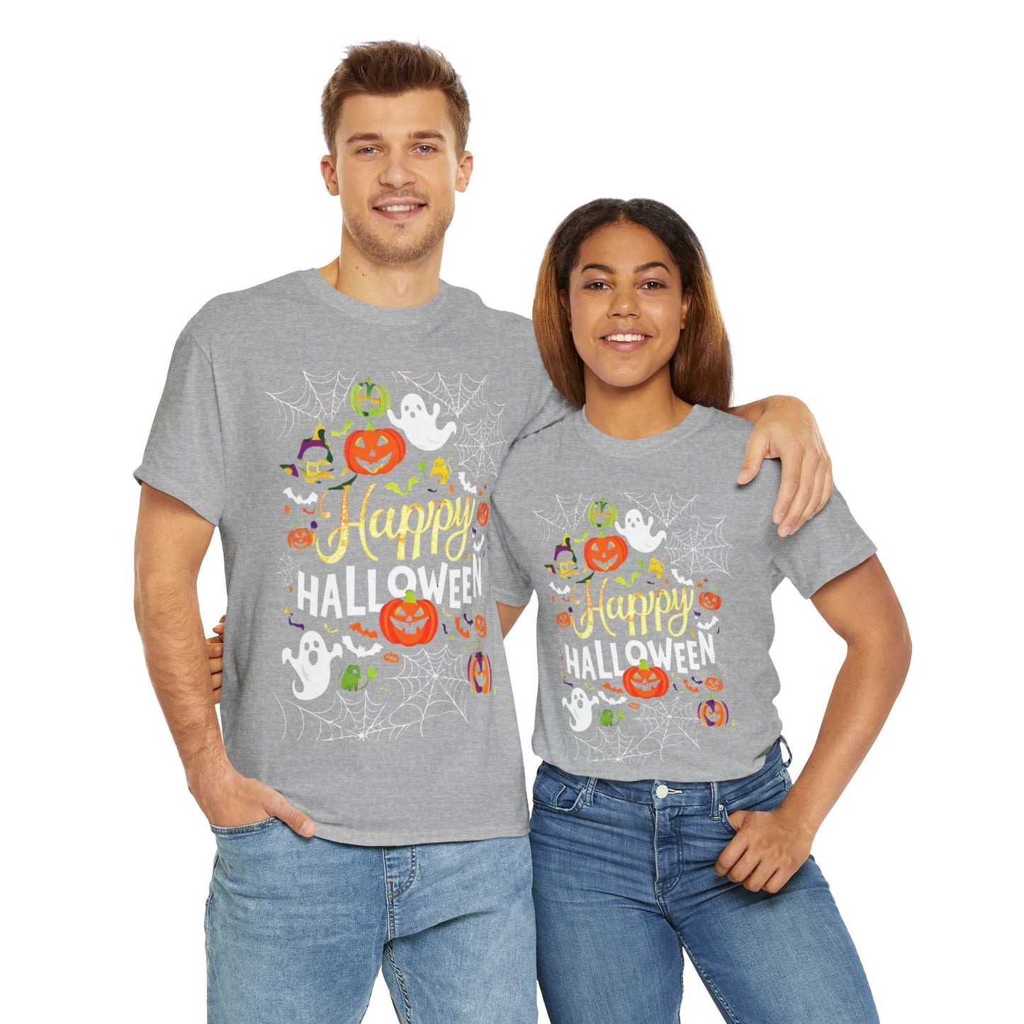 Happy Halloween Unisex Heavy Cotton Tee, Spooky T-Shirt, Fun Costume Gift
