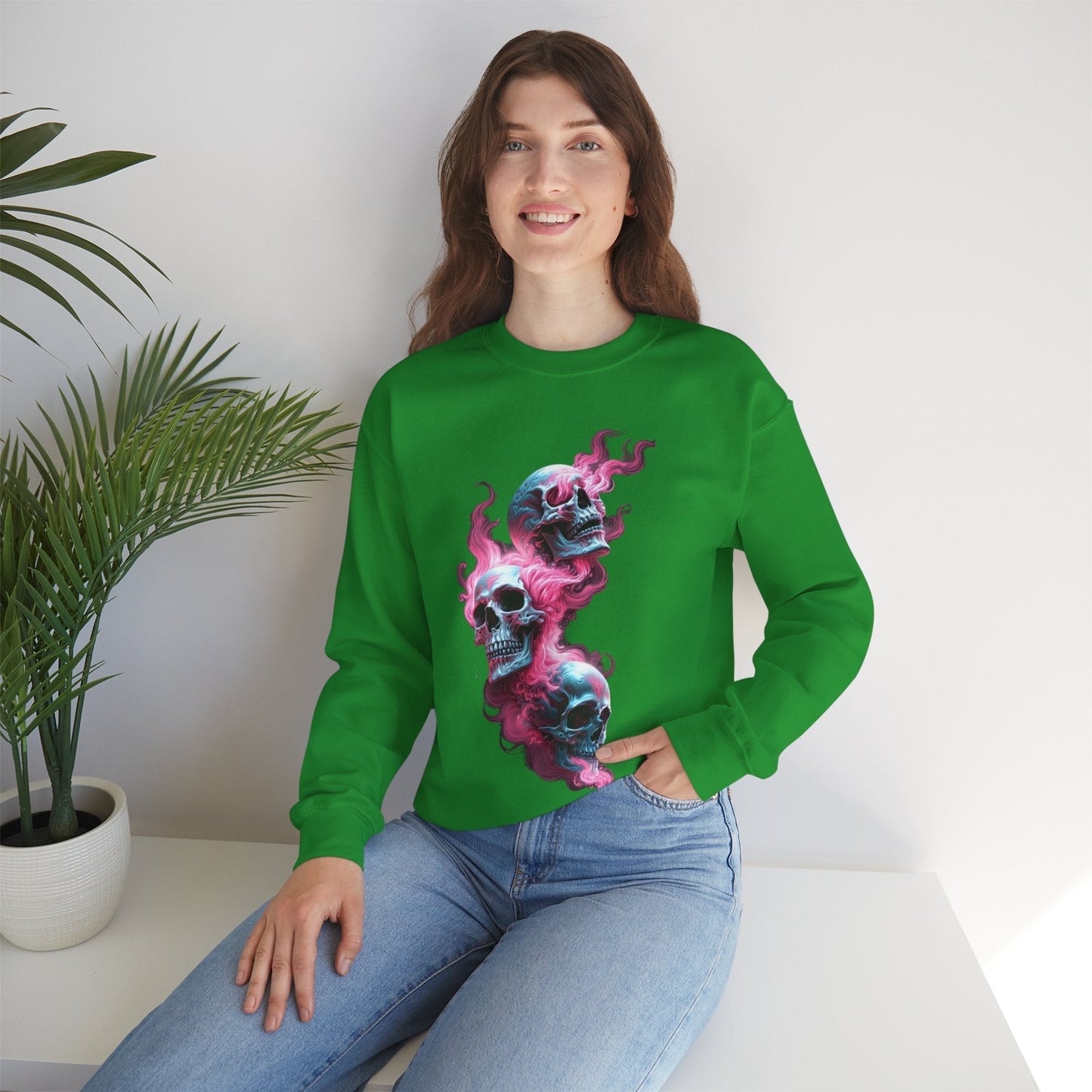 Edgy Skull Graphic Crewneck Sweatshirt - Unisex Heavy Blend