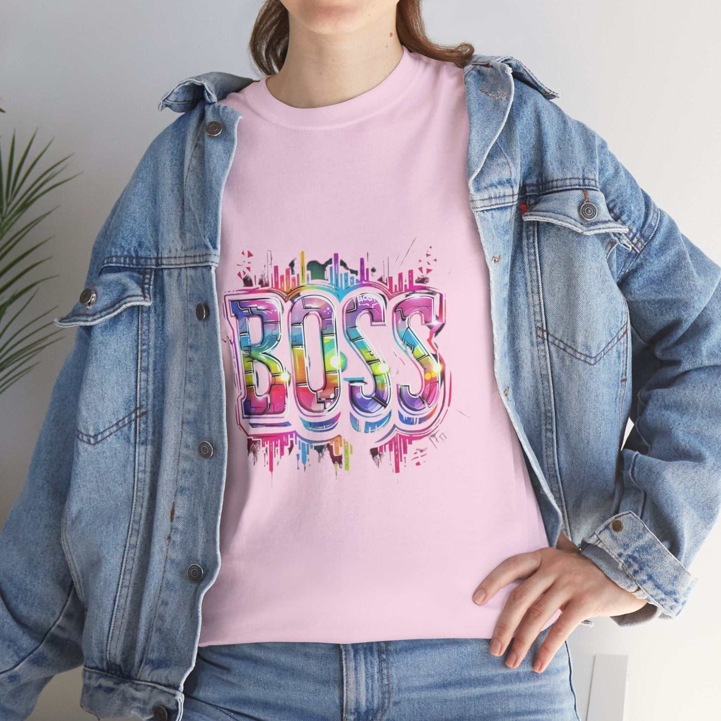Motivational tee for entrepreneurs, Colorful 'BOSS' Unisex Heavy Cotton Tee - Gift for Entrepreneurs