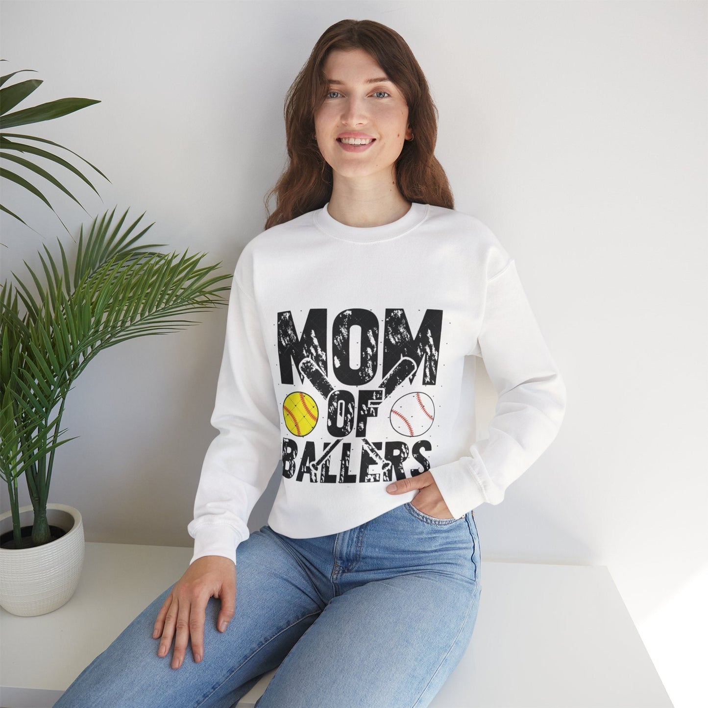 Mom of Ballers Crewneck Sweatshirt - Unisex Heavy Blend