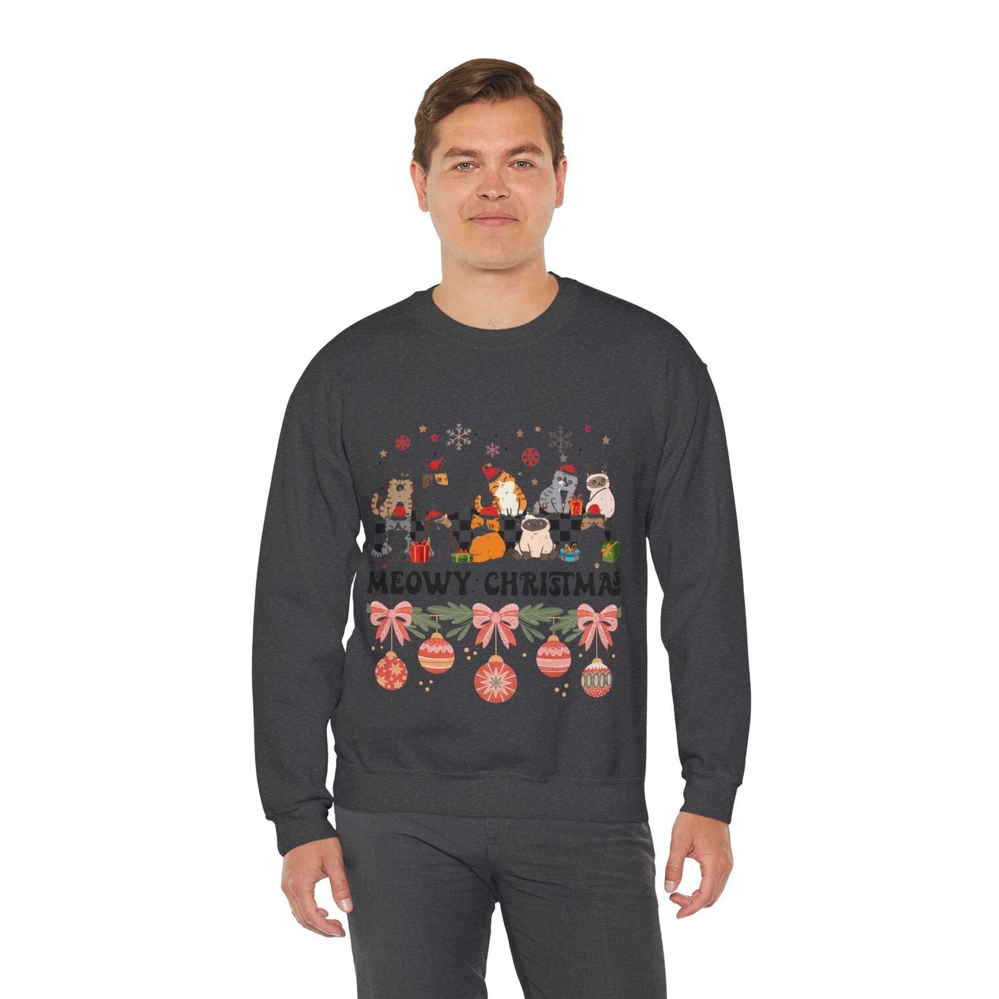 Meowy Christmas Sweatshirt, Cat Lover Christmas Gift