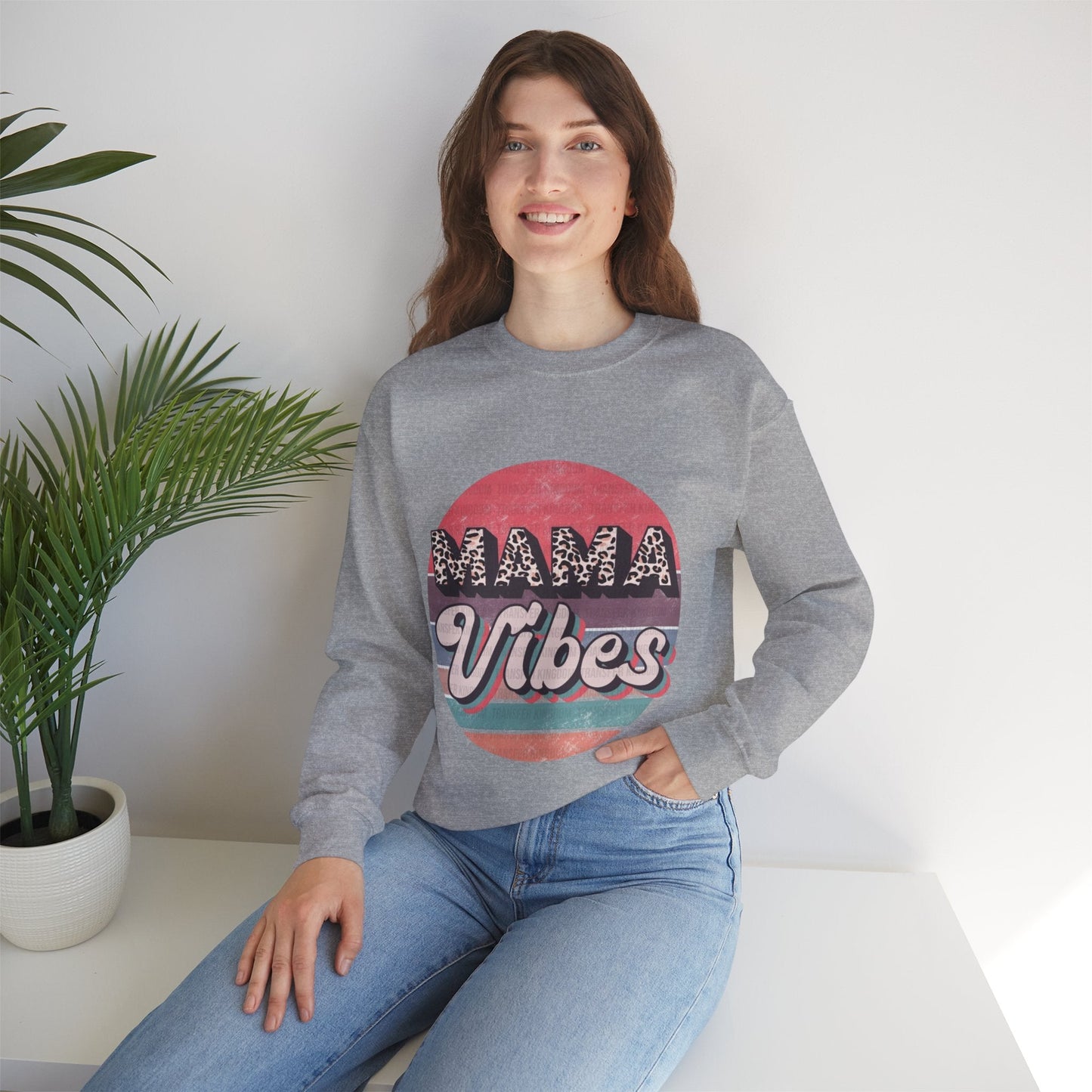 Mama Vibes Unisex Crewneck Sweatshirt - Trendy and Comfortable