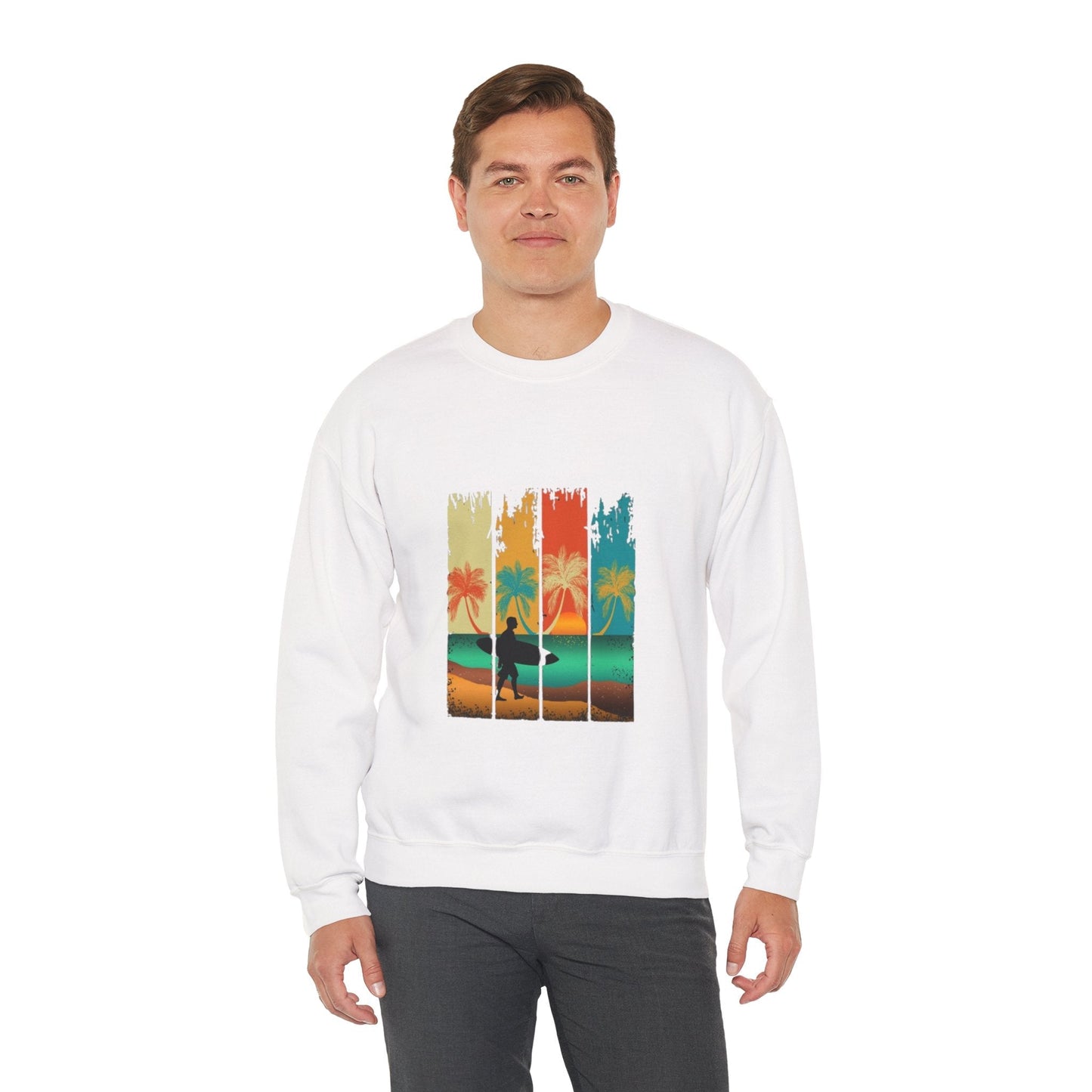 Tropical Sunset Sweatshirt, Relaxed Vibes Crewneck, Beach Lover Gift