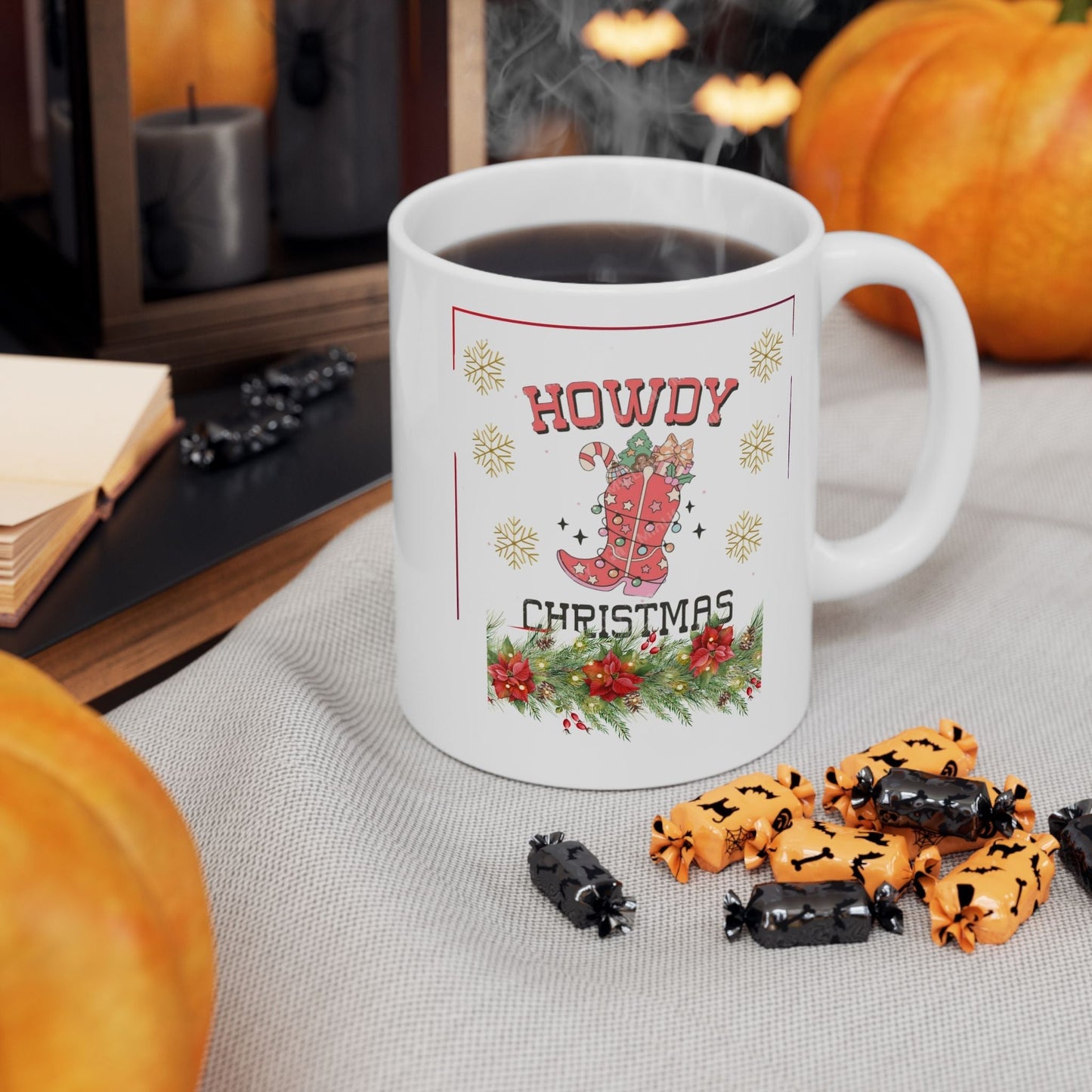 Howdy Christmas Mugs, Cowboy Christmas Gift