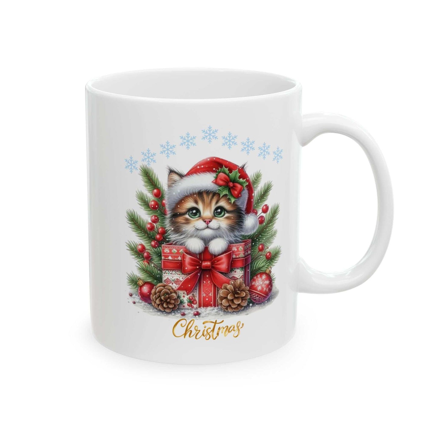Merry Cats Christmas Mugs, Gift for Animal Lovers, Cat Lover Holiday Mug