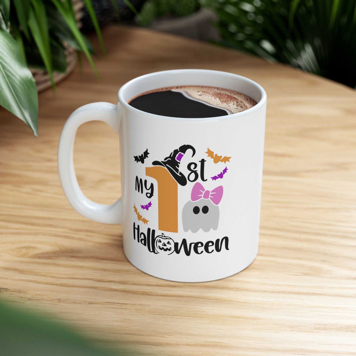 Baby Ghost My 1st Halloween Mug with colorful design, perfect for Halloween gifts.