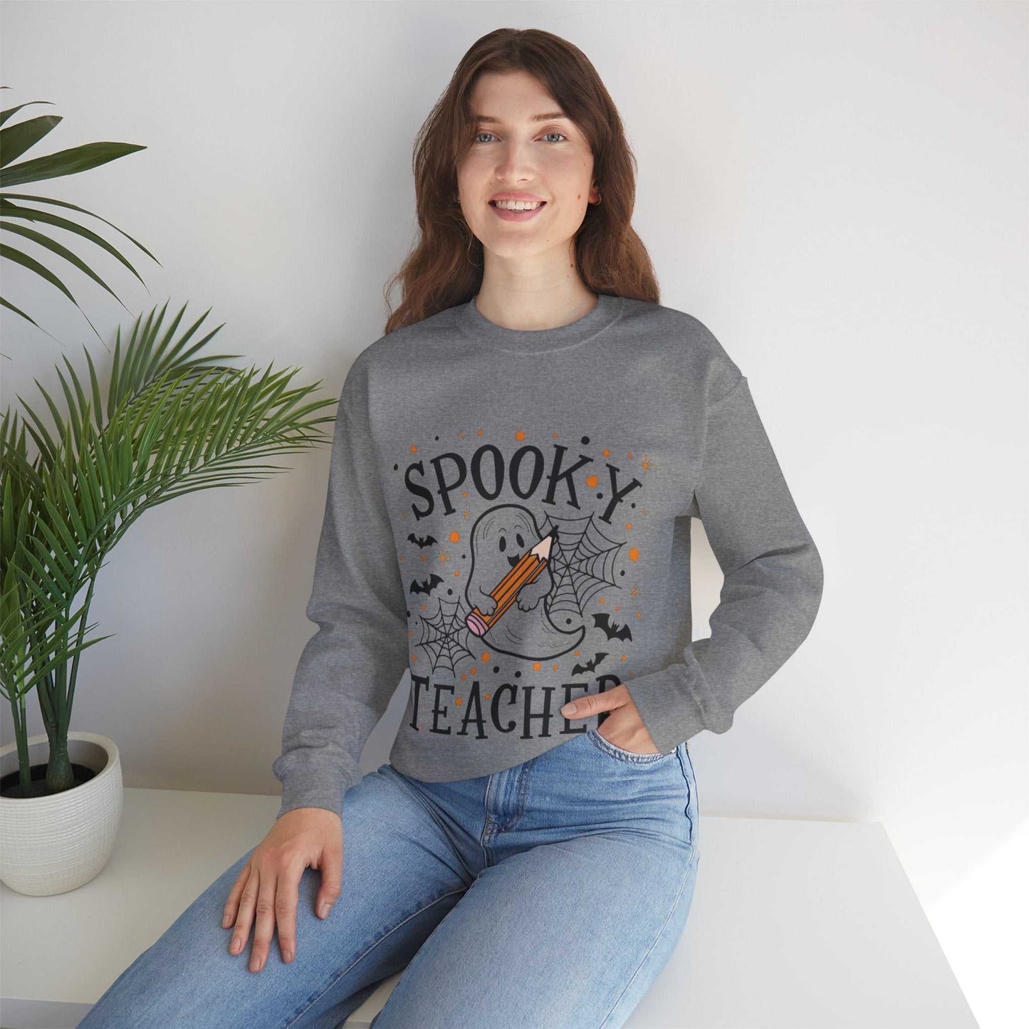 Spooky Teacher Crewneck Sweatshirt | Halloween Gift, Cozy Fall Apparel