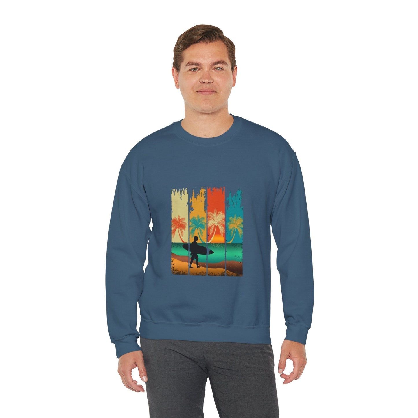 Tropical Sunset Sweatshirt, Relaxed Vibes Crewneck, Beach Lover Gift