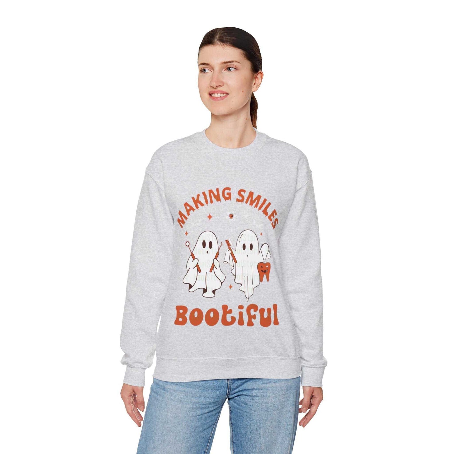 Ghostly Smiles Crewneck Sweatshirt, Cute Halloween Sweatshirt, Gift for Spooky Season