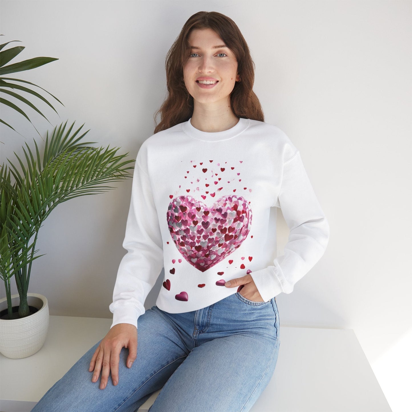 3D Hearts Valentines Day Sweatshirt, Red Hearts T-shirt Gift