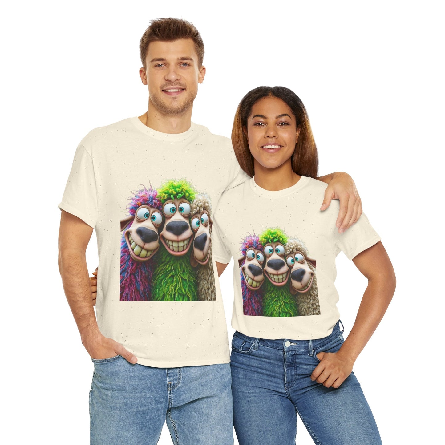 Whimsical Sheep Graphic Tee, Unisex Heavy Cotton Tee Gift